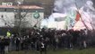 Lyon - ASSE : fumigènes et chants pour accompagner le bus des Verts