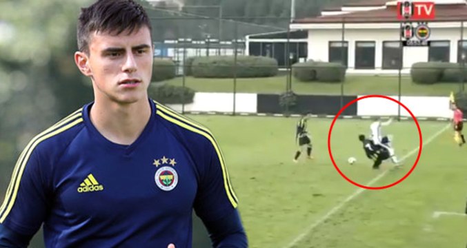 Fenerbahçeli Eljif Elmas, Beşiktaş Derbisinde Rakibine Tekme Attı