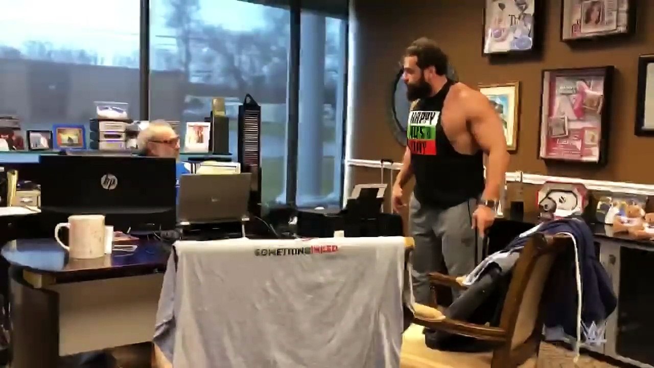 Rusev visits the printers of his "Happy Rusev Day" shirts