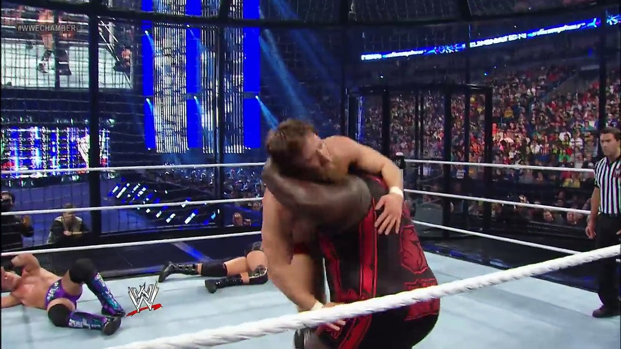 Mark Henry throws Randy Orton through plexiglass: Elimination Chamber 2013