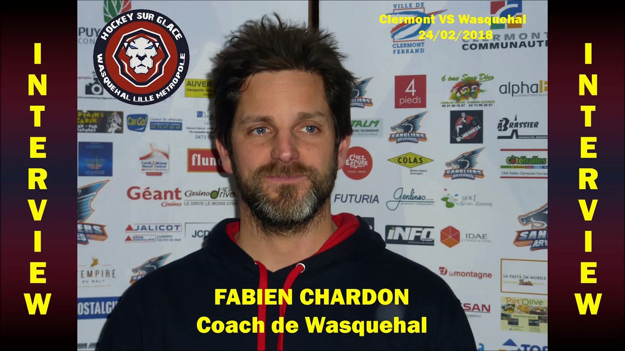 Hockey sur glace D2 Interview Fabien Chardon Coach des Lions de Wasquehal - Lille 2018-02-24 Clermont VS Wasquehal