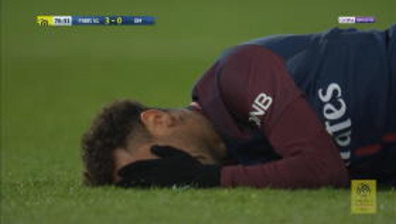 Neymar taken off injured on a stretcher with ankle injury
