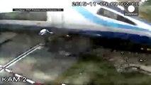 Cyclist collides with fast moving train & survives