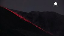 Mount Etna explodes spurting out lava, Sicily