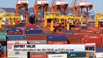Korea's January import value index rises 21.9% on year