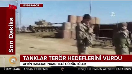 Afrin�de tanklarımız terör mevzilerini böyle ateş altına aldı