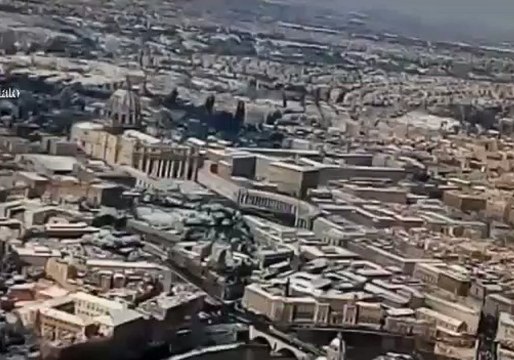 Italian Police Helicopter Records Aerial Views of Roman Snowfall
