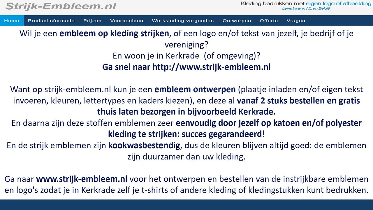 Embleem kleding strijken Kerkrade