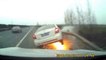 Dramatic video shows overtaking car sent flying across road