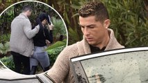 Sombre Cristiano Ronaldo puts his arm around girlfriend Georgina Rodriguez in Marbella... as they put on a united front amid claims 'he sent model Rhian Sugden a slew of texts'.