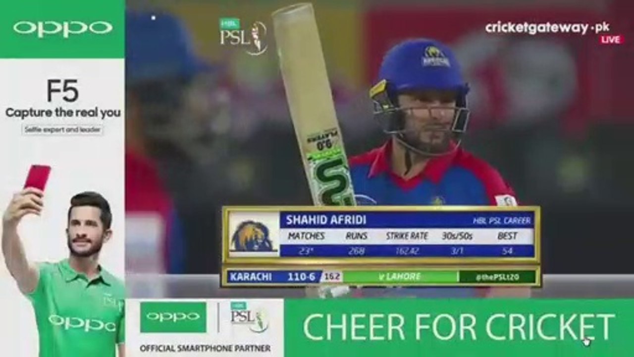 Shahid Afridi Batting Against Lahore Qalanders in Today’s Match