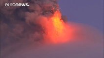 Watch: erupting volcano spews lava and ash into the sky