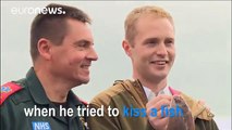 Man who accidentally swallowed live fish thanks paramedics that saved him