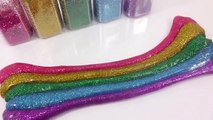 DIY How To Make Rainbow Colors String Glitter Slime Foam Clay Learn Colors Slime Numbers Counting