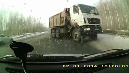 Driver Has Split Second To Avoid Semi-Truck