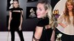 The Disney princess is back! Miley Cyrus flaunts long Hannah Montana-like locks while wearing slinky velvet jumpsuit at the Grammys.