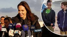 Young activists: Angelina Jolie brings daughters Shiloh, 11, and Zahara, 13, on Syrian refugee tour after 'they asked to come'.