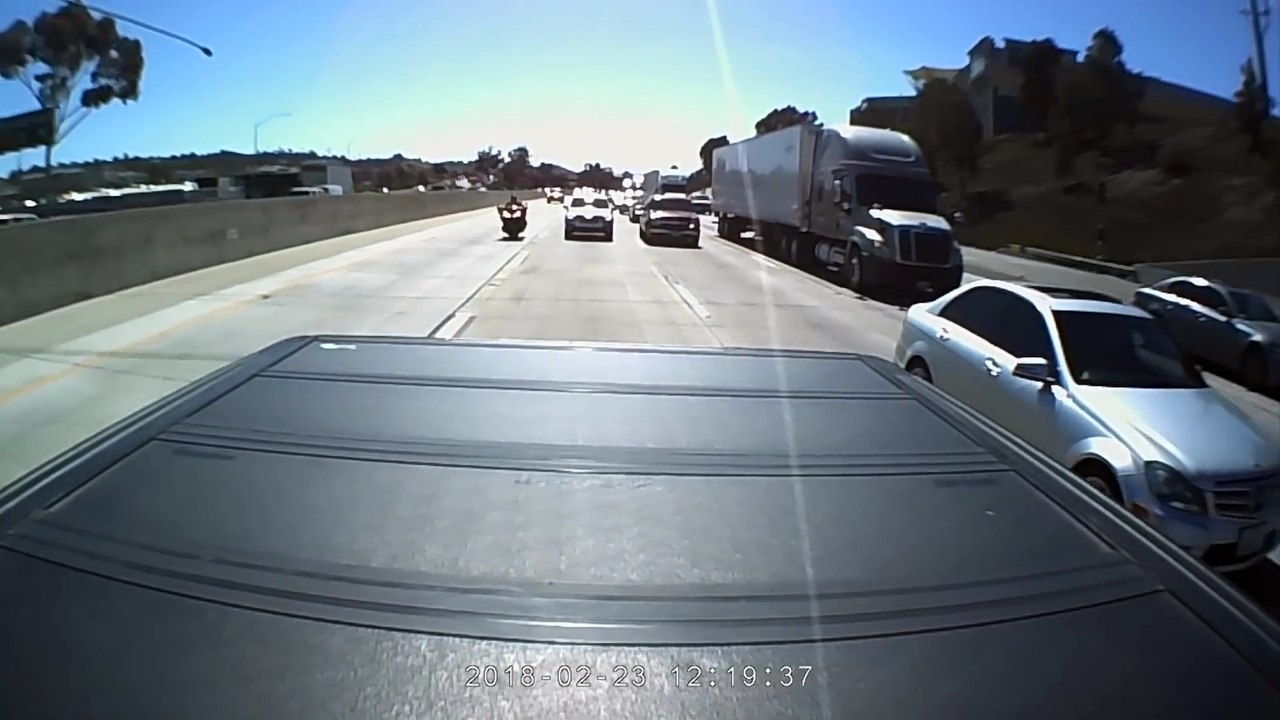 Motorcycle Rider Crash Into Car And Semi Truck