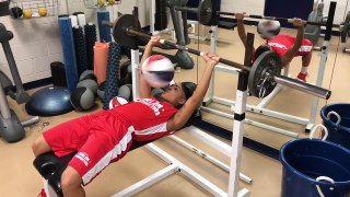 Athlete Spins Ball During Gym Workout