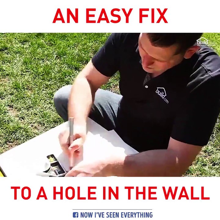 Step-by-step instructions that show a simple way to repair a large hole in your drywall.via Build.com, instagram.com/buildcom