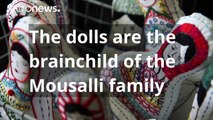 Women in Lebanon refugee camp embroider dolls telling refugee women's stories