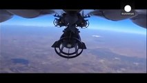 Bird's-eye view of 'Russian cluster bomb strikes ISIL in Syria'