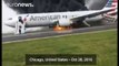 Dramatic scenes as American Airlines Flight 383 catches fire in the US