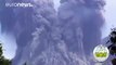 Santiaguito volcano erupts throwing plumes of ash into the air