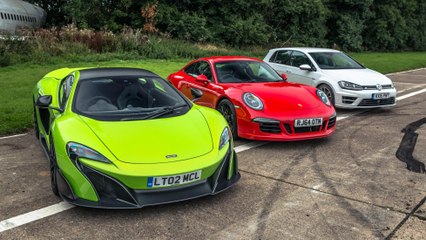 McLaren 675 vs 911 Carrera GTS vs Golf R | Top Gear