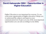 David Aalexander NNU : Increases your Earnings with Higher Education