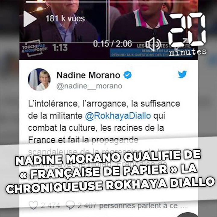 Nadine Morano qualifie de «Française de papier» la chroniqueuse Rokhaya Diallo