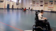 Un entraînement en foot-fauteuil à Saint-Just-Saint-Rambert