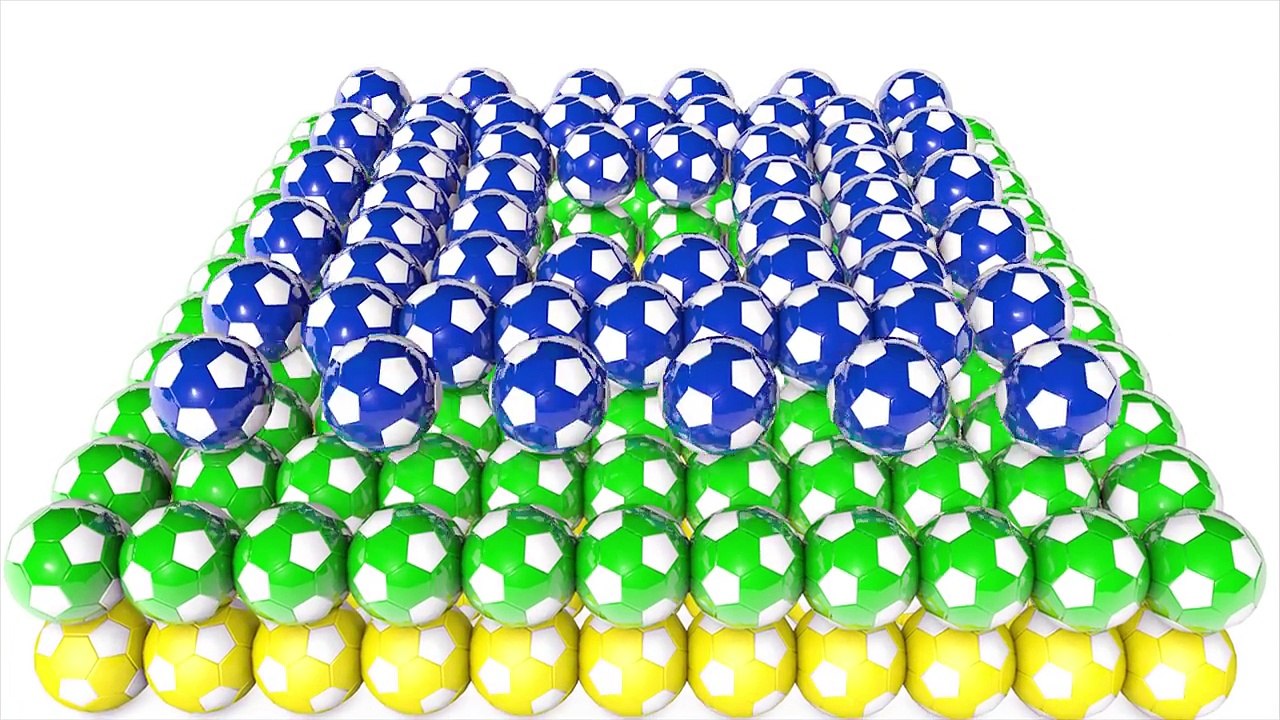 Learn Colors With A lot of 3D Soccer Balls Square Colors Video for Children and Kids