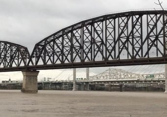 Ohio River Reaches Top of Light Post Near Louisville
