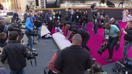 Oscars 2018: préparatifs sur Hollywood Boulevard