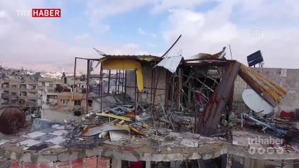 Esed rejiminin saldırılarıyla zor günler geçiren Doğu Guta havadan görüntülendi