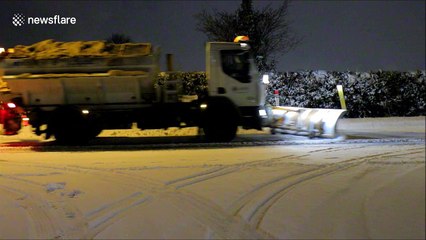 Snow ploughs clear roads in Leeds