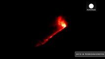 Guatemala Fuego volcano spits ash & lava into night sky