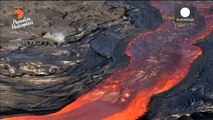 Molten lava streams down Hawaii's Kilauea volcano, helicopter footage