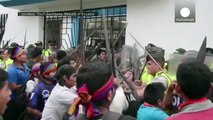 Indigenous Protesters clash with National Guard, Ecuador