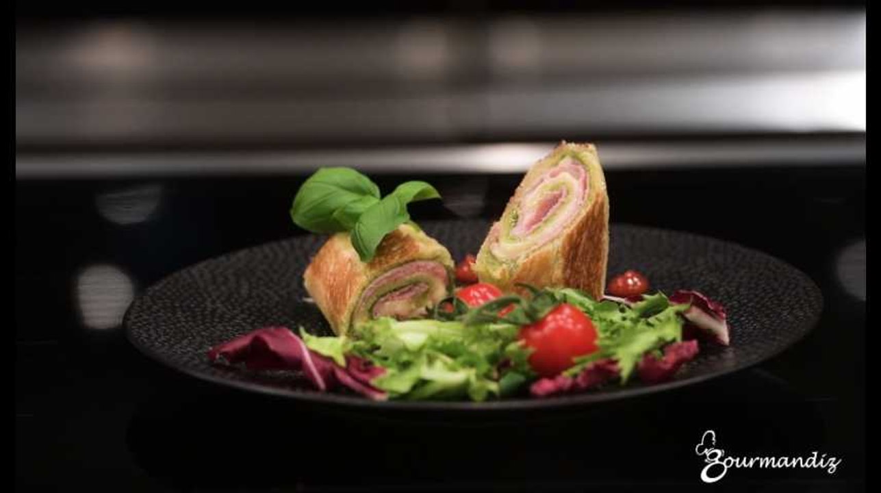 Recette : Croque-monsieur roulé, pesto à la pistache