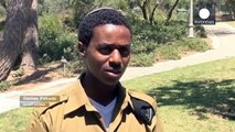 Israeli Prime Minister Benjamin Netanyahu meets with Ethiopian Israeli soldier Damas Pakada