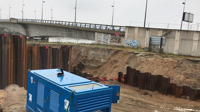 Vue sur le chantier de renforcement du quai