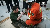 Toddler trapped in 20-meter-deep well is miraculously freed by firefighters