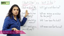 'Will I/we' OR 'Shall I/we' in questions (Future) - Which one is correct?  English Grammar Lesson