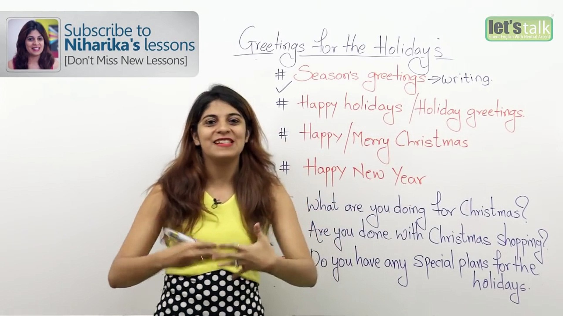 ⁣English Lesson - Holiday Season Greetings ( Learning English Speaking)