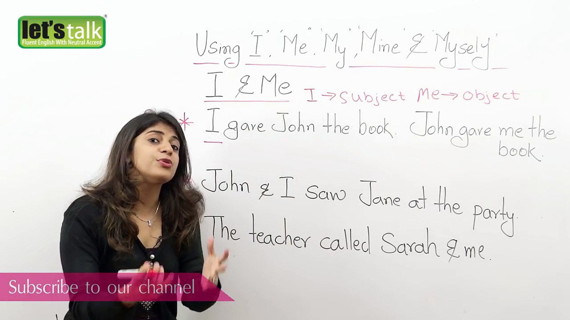 Using I Me My Mine And Myself Correctly English Grammar Lesson Video Dailymotion