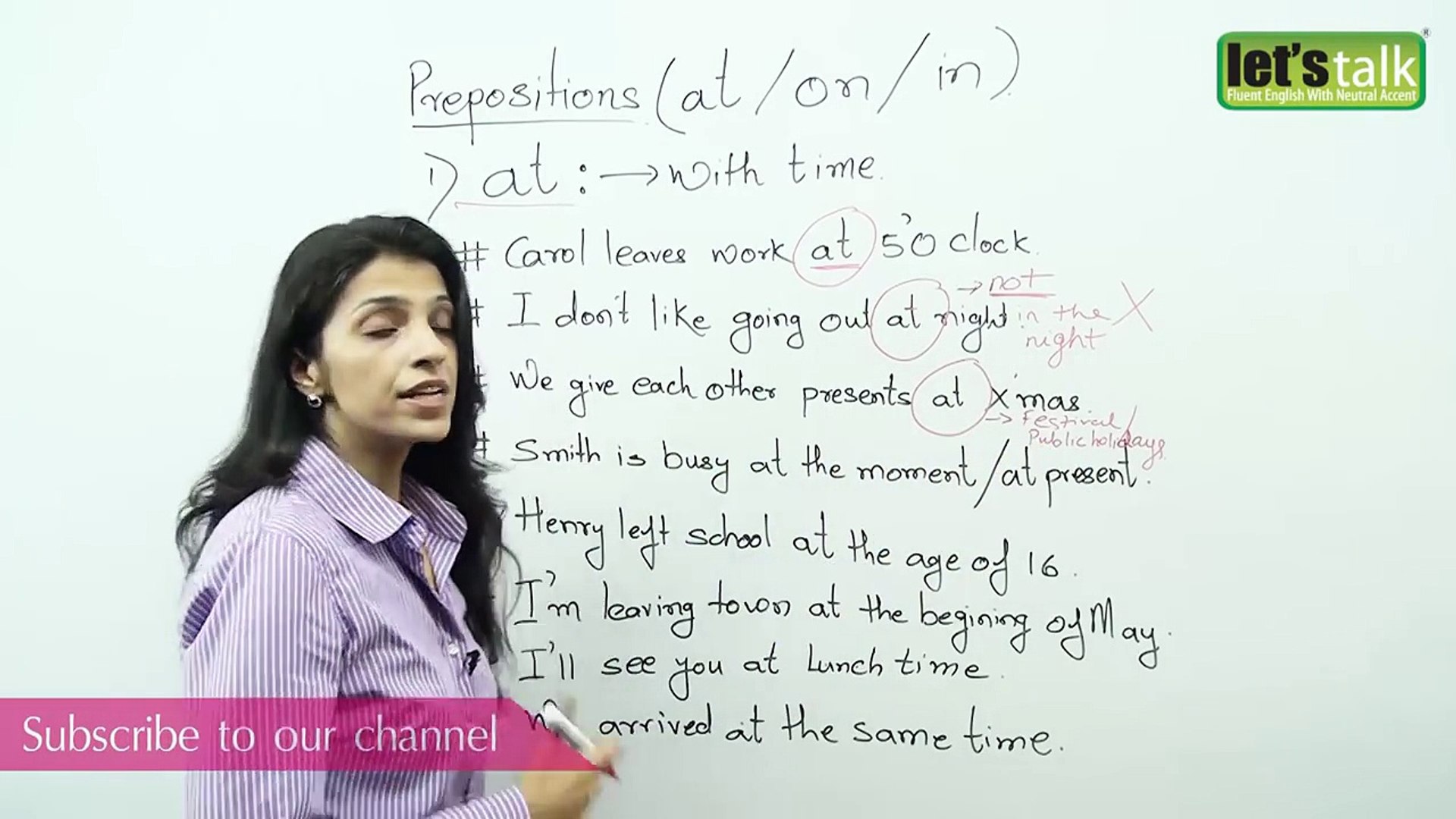 Prepositions - ( on, in, at )  in relation to time. -  Free English & Grammar Lessons