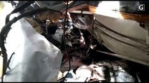 Destroços de ônibus após acidente na BR 262