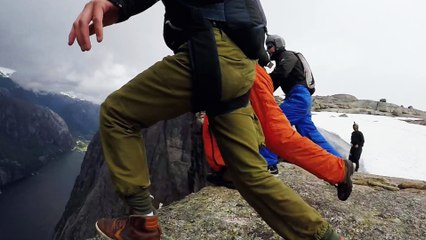Huge BASE Jump off Cliff
